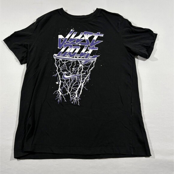Just Do It Print Basketball The Nike Tee Black Gym Dri Fit Mens T-Shirt Sz M - Picture 1 of 9